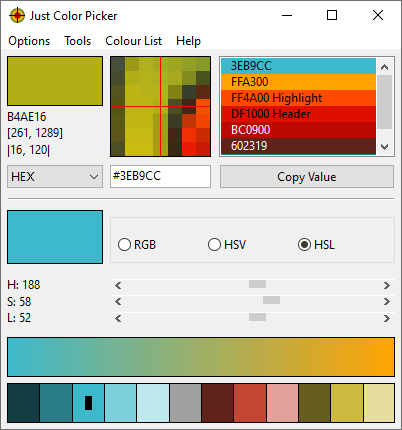 Just Color Picker for Windows - main window 
